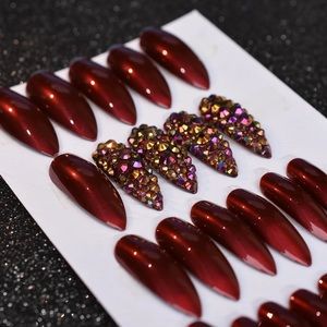 NWT red rhinestone nails